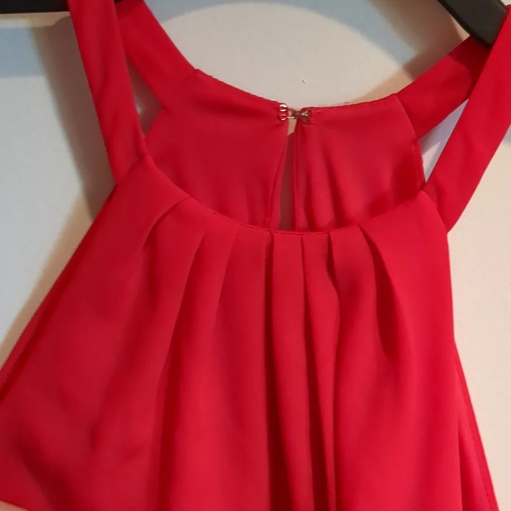 Express Fit and Flare Red/Orange Halter Dress Keyhole - Picture 7 of 12